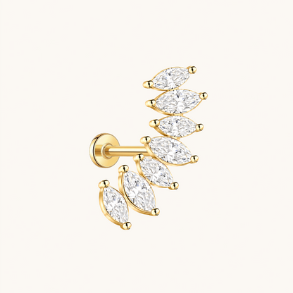 Gold-plated 925 sterling silver Marquise Curve Flatback Earring Gold