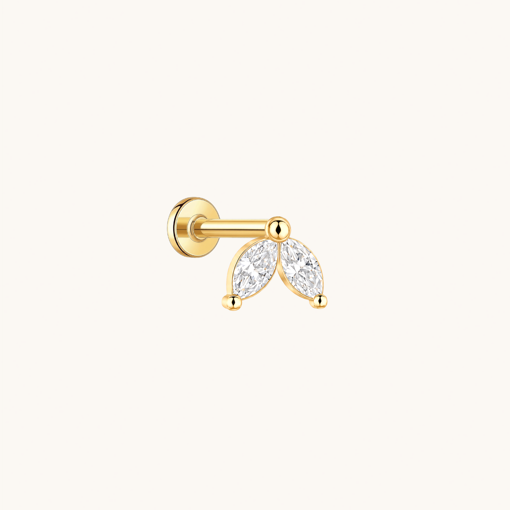 Gold-plated 925 sterling silver Leaves Flatback Earring Gold