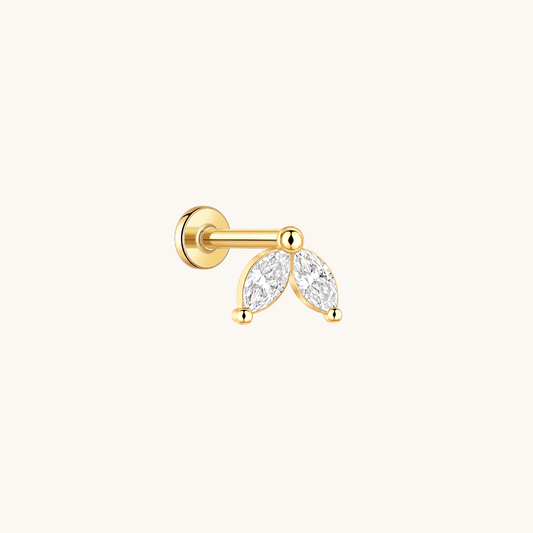 Gold-plated 925 sterling silver Leaves Flatback Earring Gold