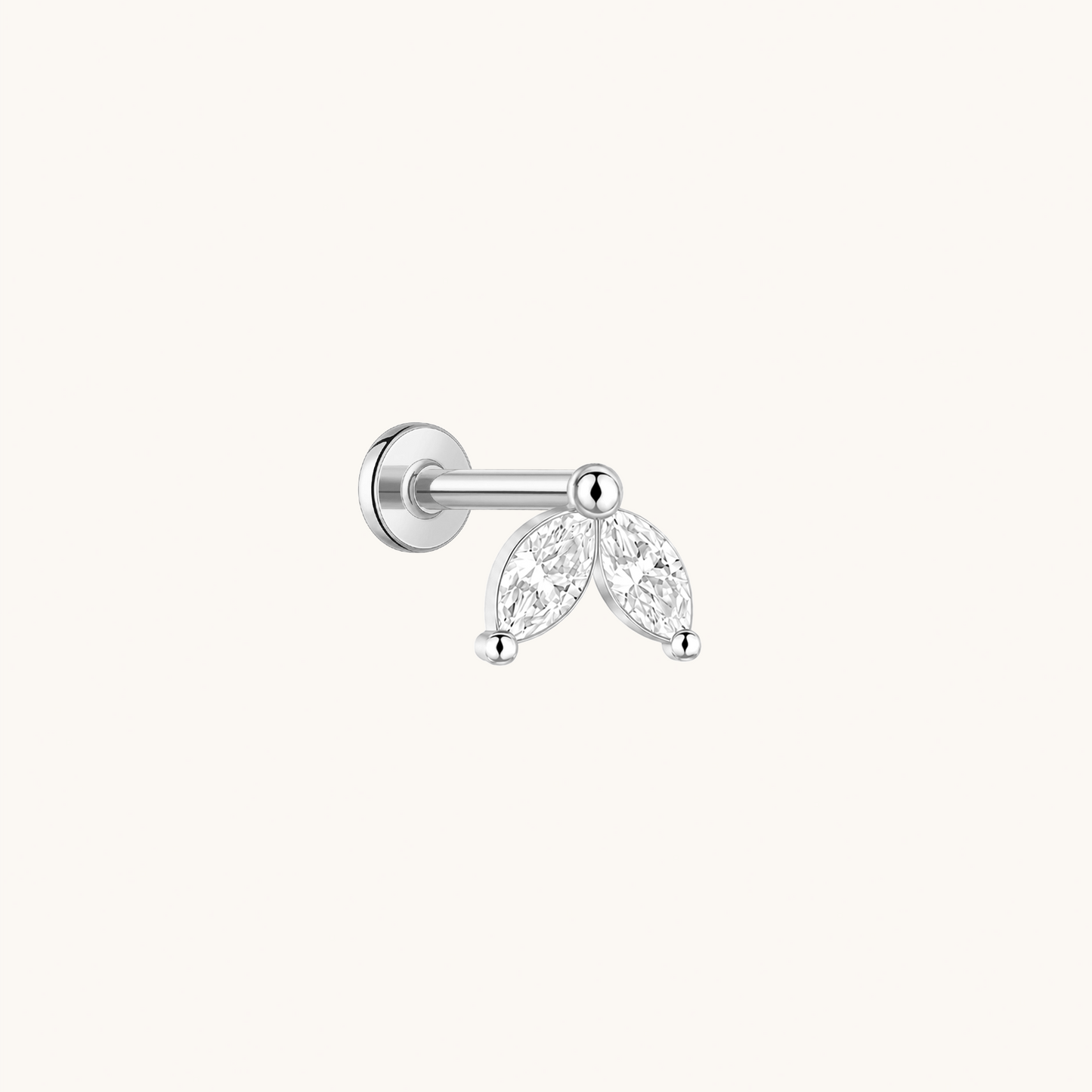 Gold-plated 925 sterling silver Leaves Flatback Earring Silver