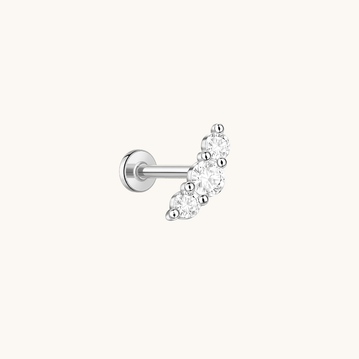 Gold-plated 925 sterling silver Beans Flatback Earring Silver