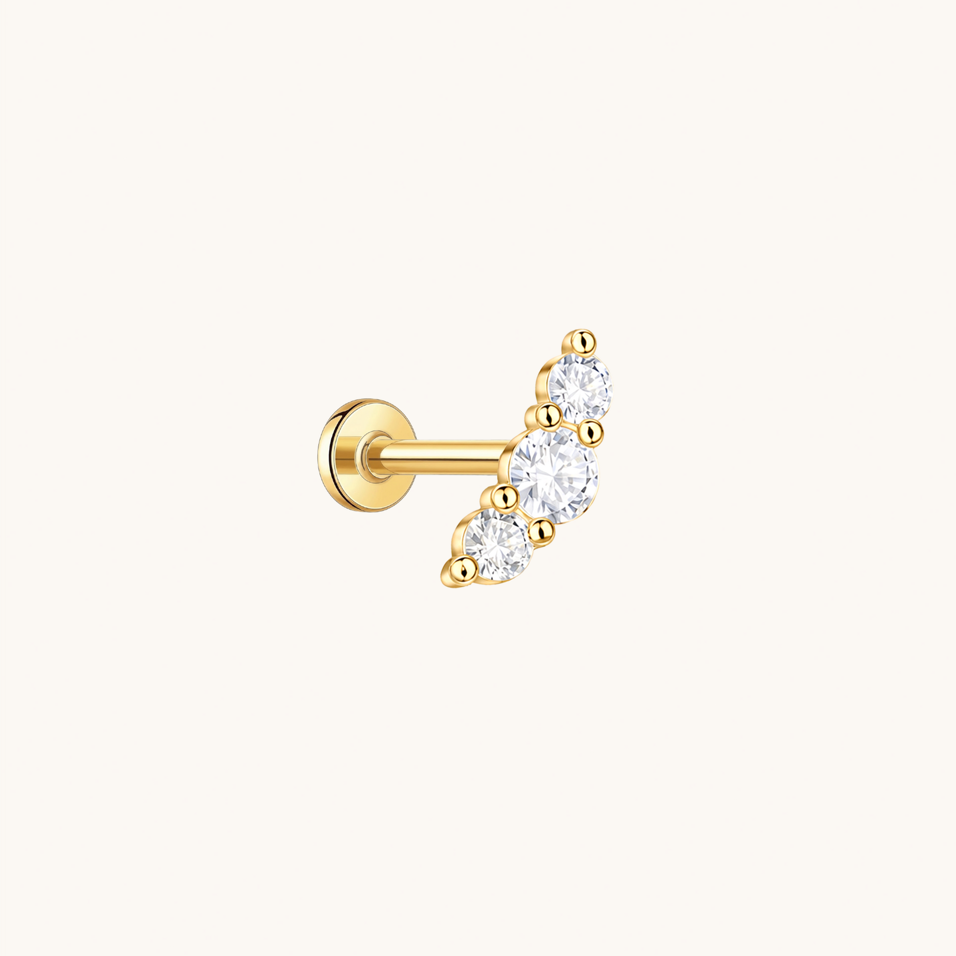 Gold-plated 925 sterling silver Beans Flatback Earring Gold