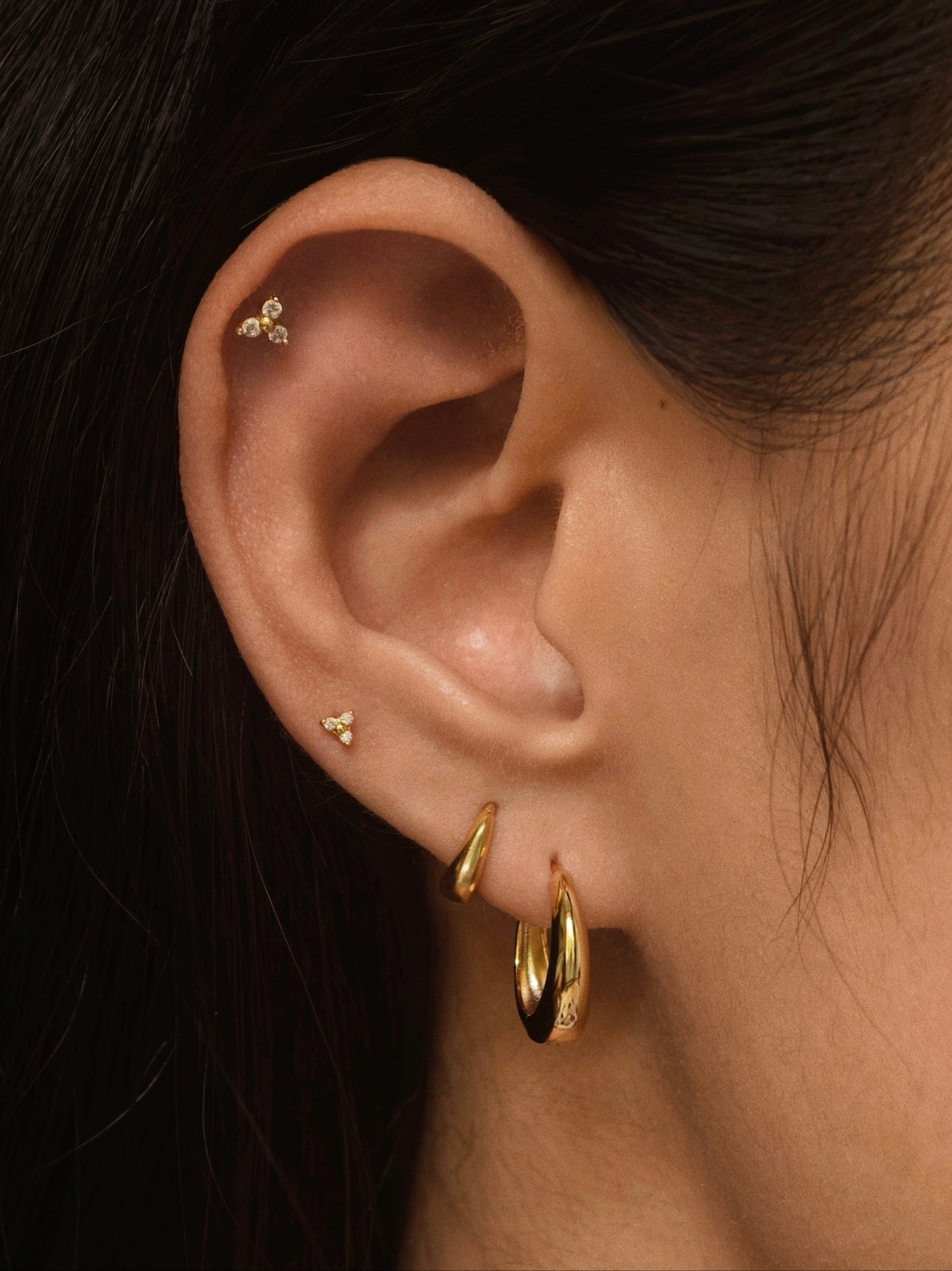 Gold-plated 925 sterling silver Trinity Flatback Earring