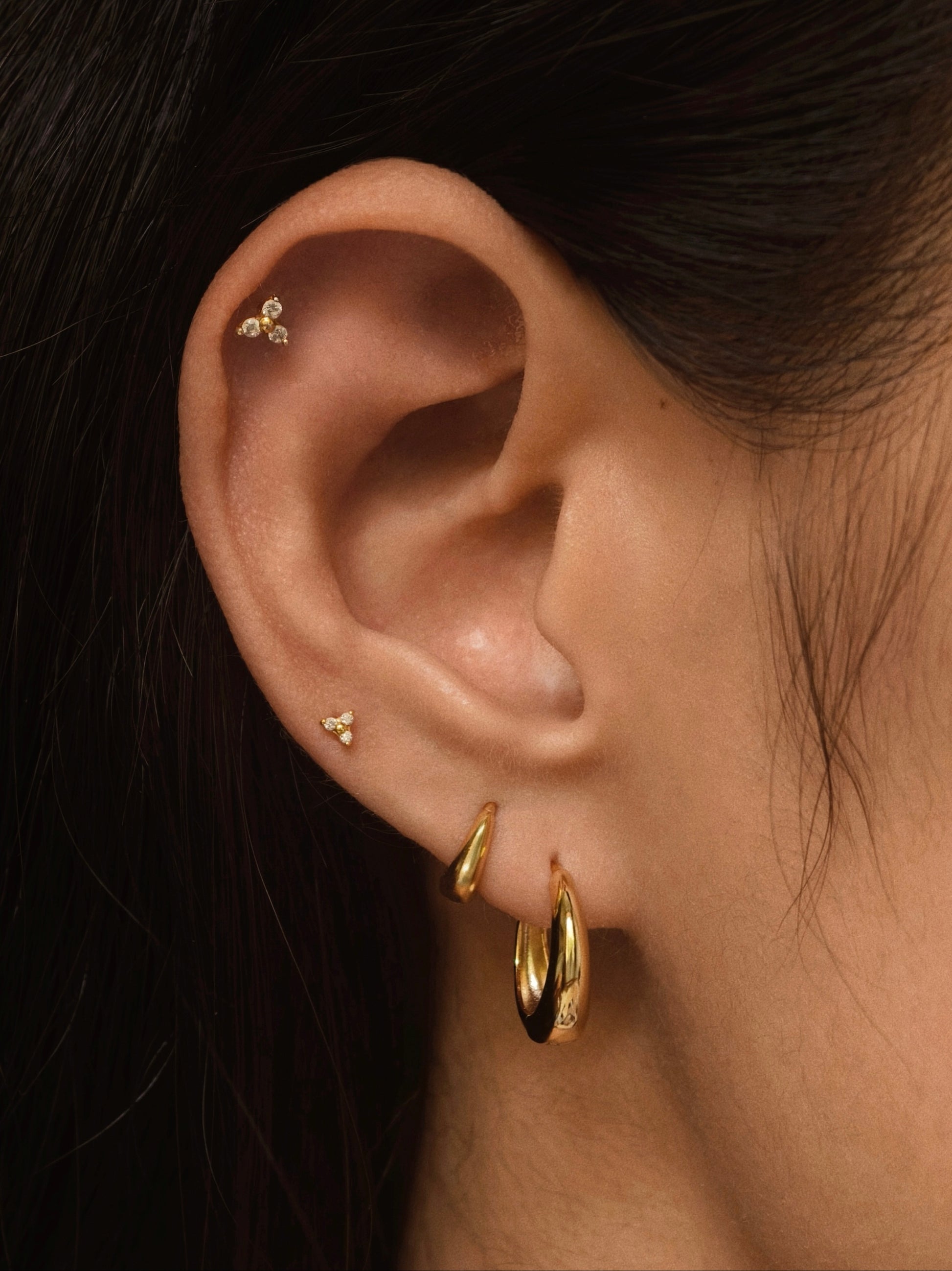 Gold-plated 925 sterling silver Trinity Flatback Earring