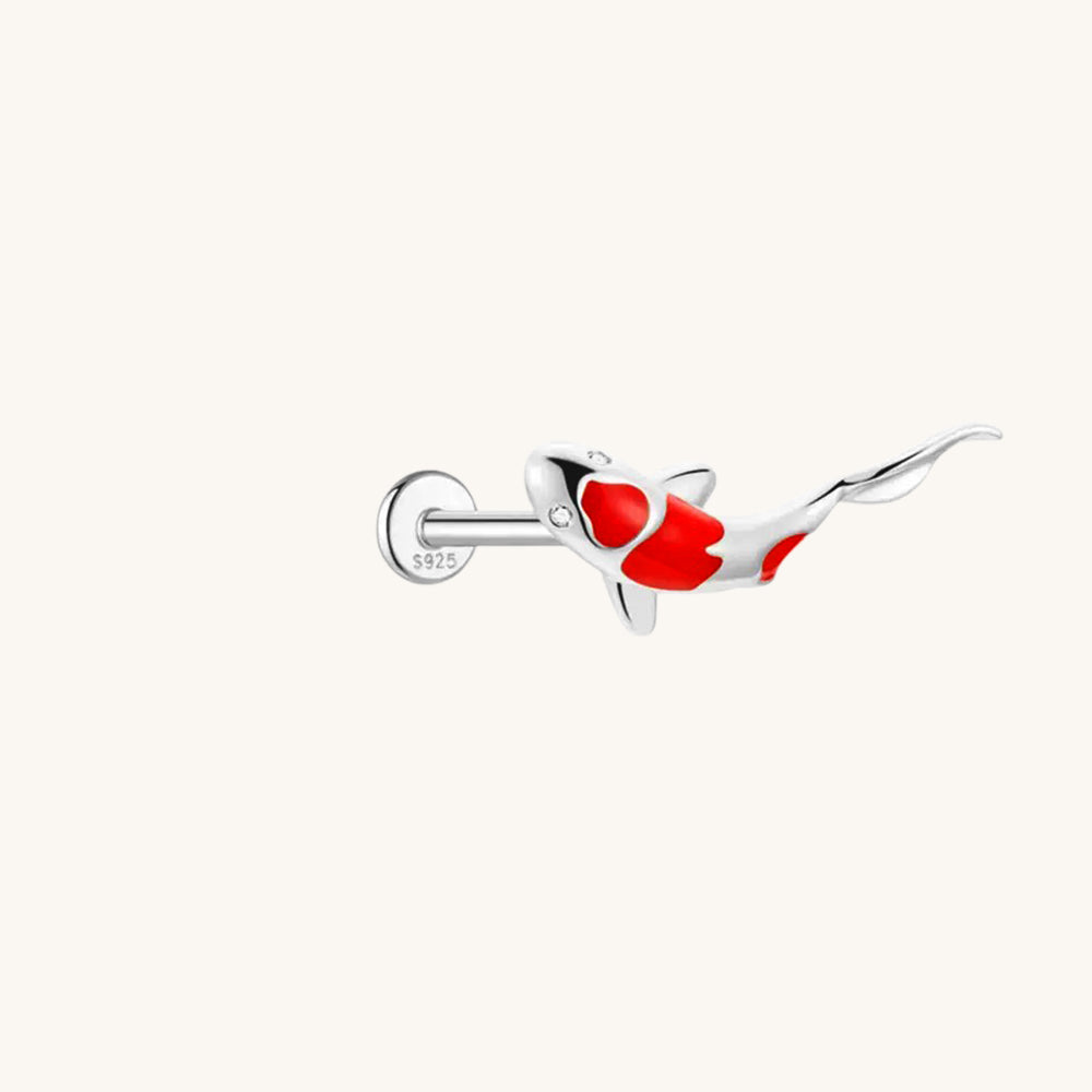 Gold-plated 925 sterling silver Vermilion Koi Flatback Earring Silver