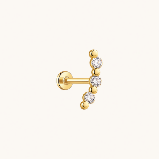 Gold-plated 925 sterling silver Curve Flatback Earring Gold