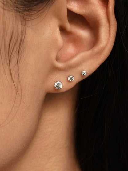 Gold-plated 925 sterling silver Floating Moissanite Flatback Earring