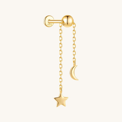 Gold-plated 925 sterling silver Star and Moon Flatback Earring