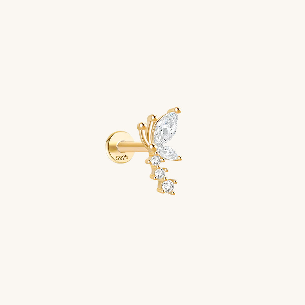 Gold-plated 925 sterling silver Dragonfly's Touch Flatback Earring