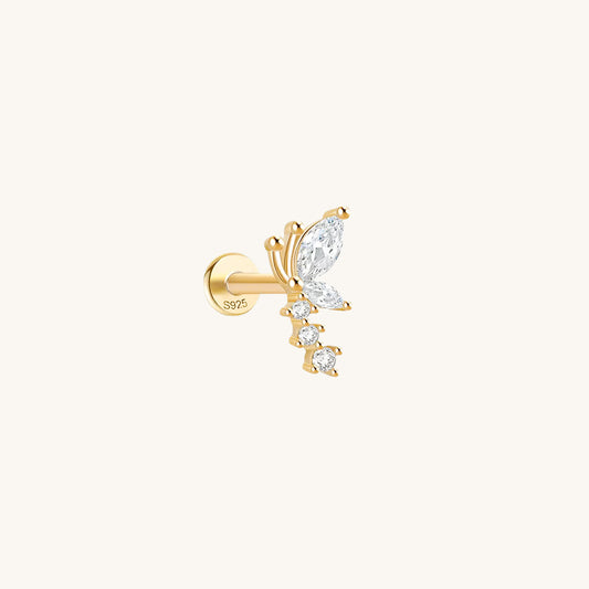 Gold-plated 925 sterling silver Dragonfly's Touch Flatback Earring