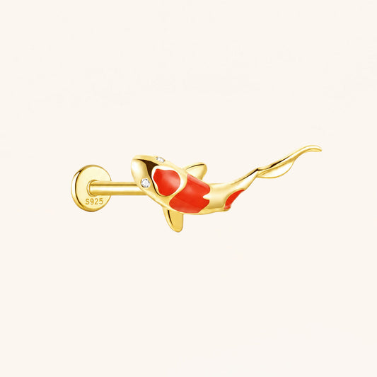 Gold-plated 925 sterling silver Vermilion Koi Flatback Earring Gold