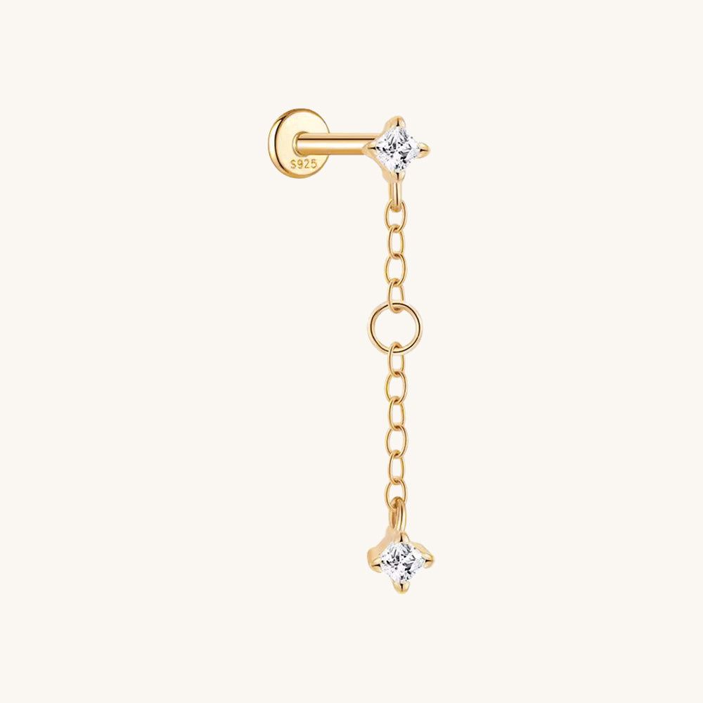 CZ Dangle Chain Flatback Earring