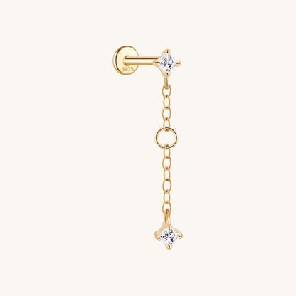 CZ Dangle Chain Flatback Earring