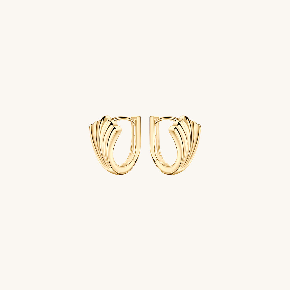 Gold-plated 925 sterling silver Crescent Fan Hoop Earrings Gold
