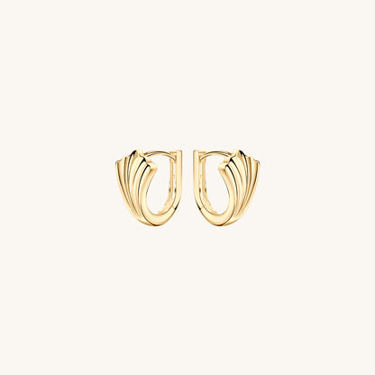 Gold-plated 925 sterling silver Crescent Fan Hoop Earrings Gold