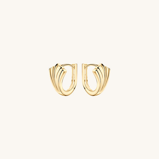 Gold-plated 925 sterling silver Crescent Fan Hoop Earrings Gold