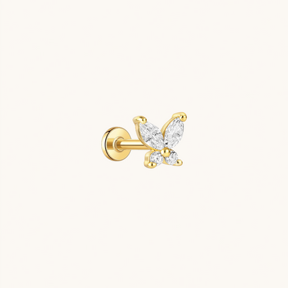 Gold-plated 925 sterling silver Butterfly Flatback Earring Gold