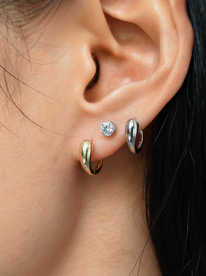 Gold-plated 925 sterling silver Flowing Huggie Hoop Earrings