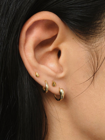 Gold-plated 925 sterling silver Teardrop Flatback Earring