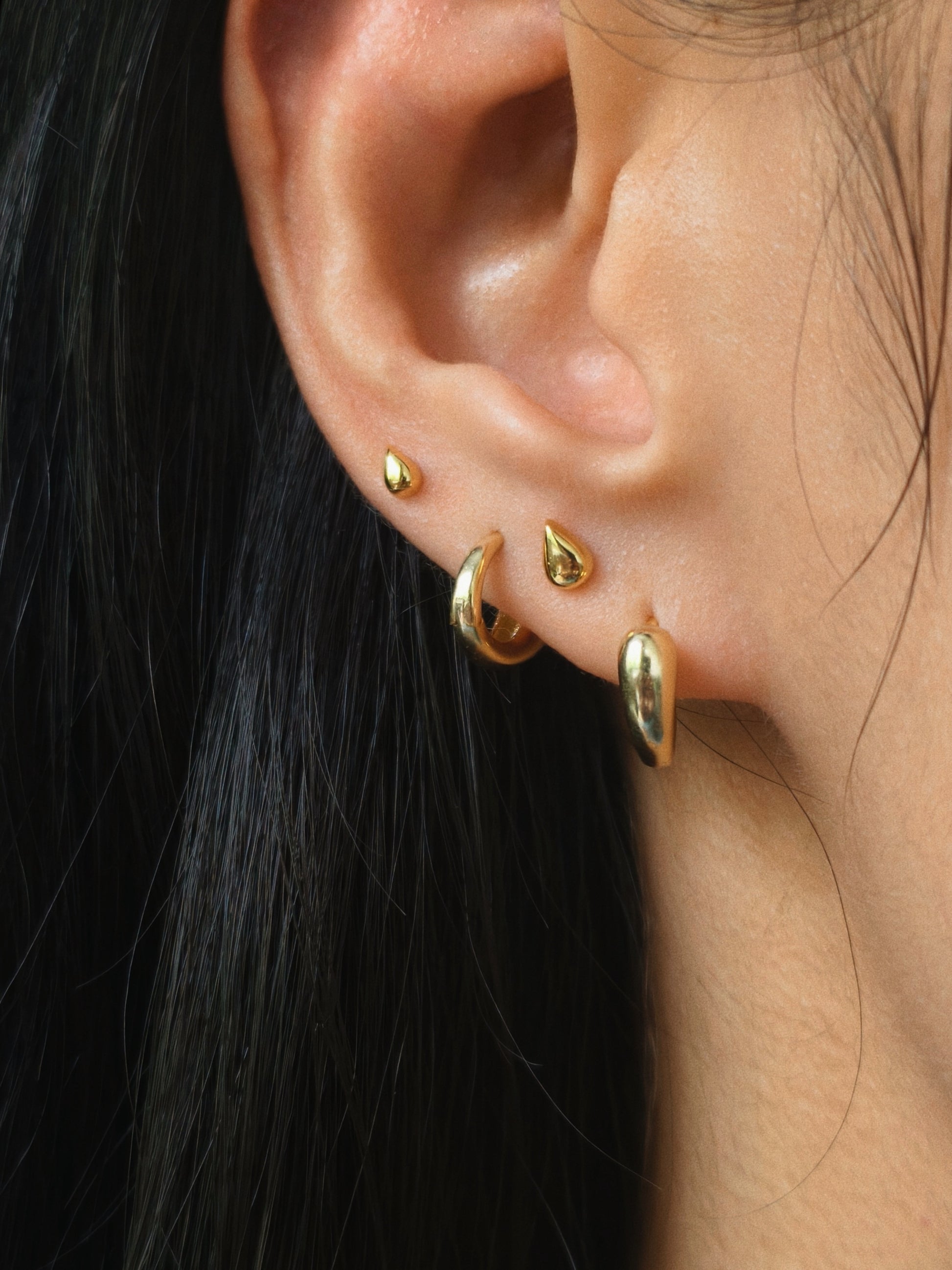 Gold-plated 925 sterling silver Teardrop Flatback Earring