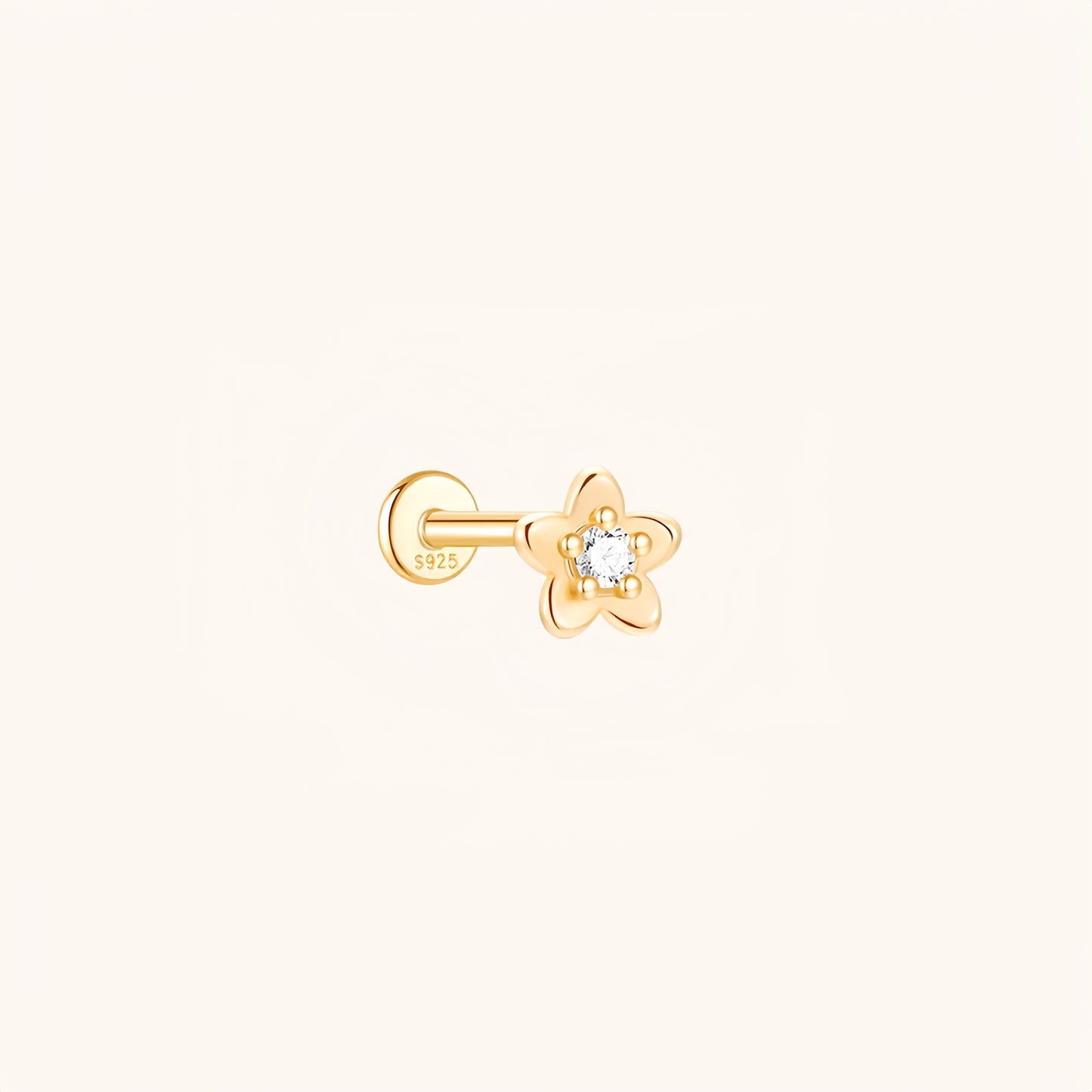 Gold-plated 925 sterling silver Wild Peach Blossom Flatback Earring