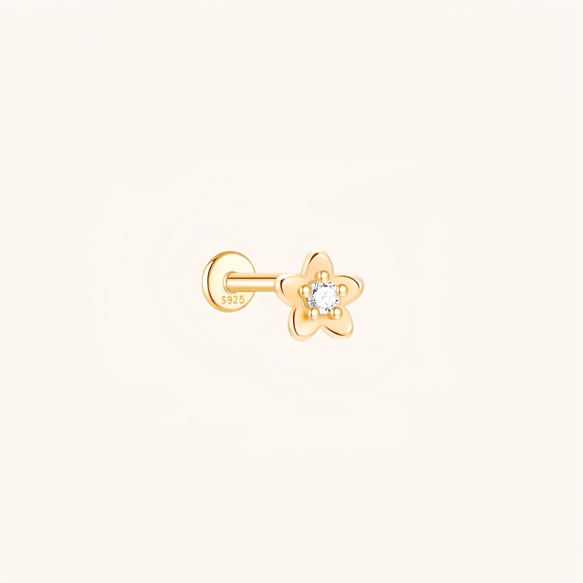 Gold-plated 925 sterling silver Wild Peach Blossom Flatback Earring