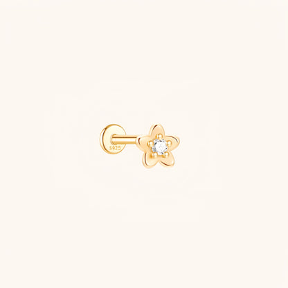 Gold-plated 925 sterling silver Wild Peach Blossom Flatback Earring