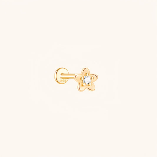Gold-plated 925 sterling silver Wild Peach Blossom Flatback Earring