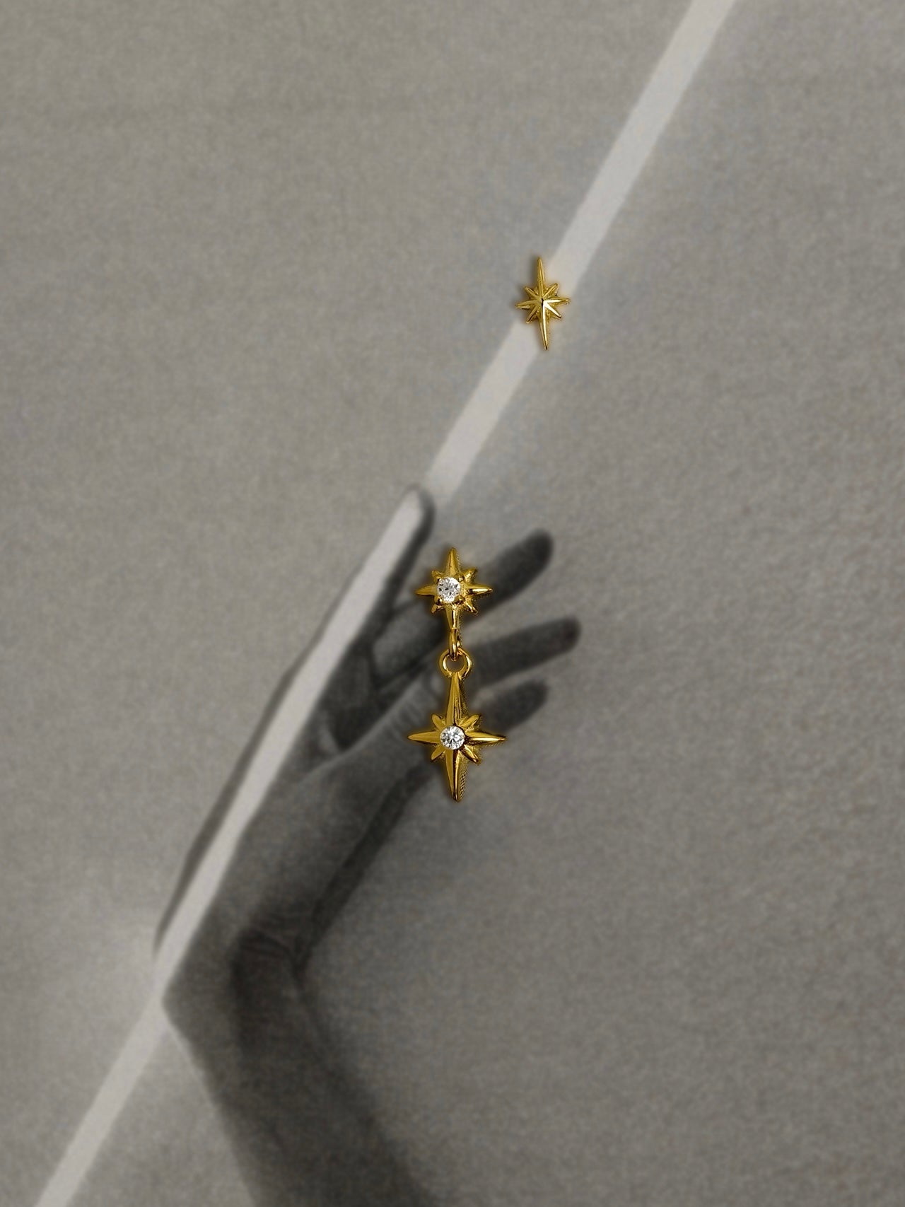 Gold-plated 925 sterling silver Twinkle Star Dangle Flatback Earring
