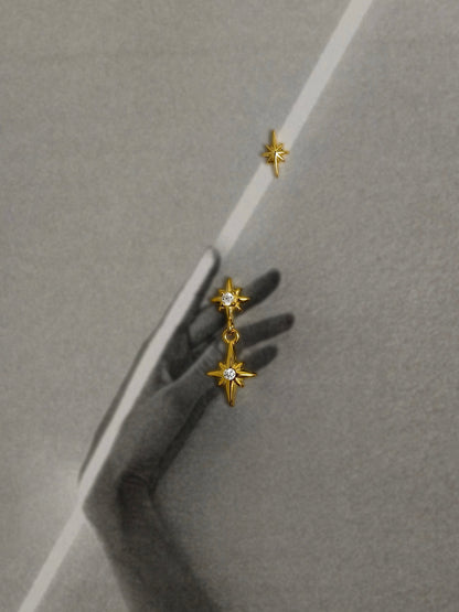 Gold-plated 925 sterling silver Twinkle Star Dangle Flatback Earring
