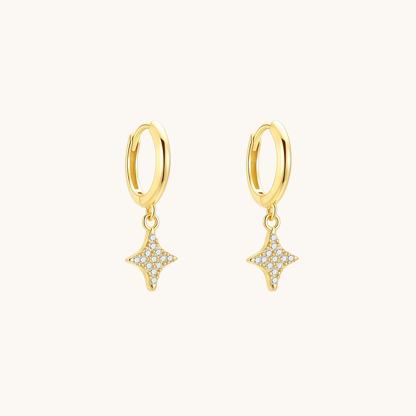 Gold-plated 925 sterling silver Cosmic Gleam Dangle Hoops Gold