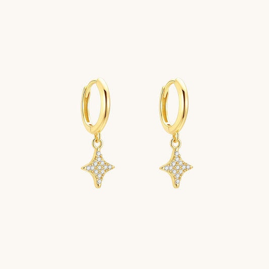 Gold-plated 925 sterling silver Cosmic Gleam Dangle Hoops Gold