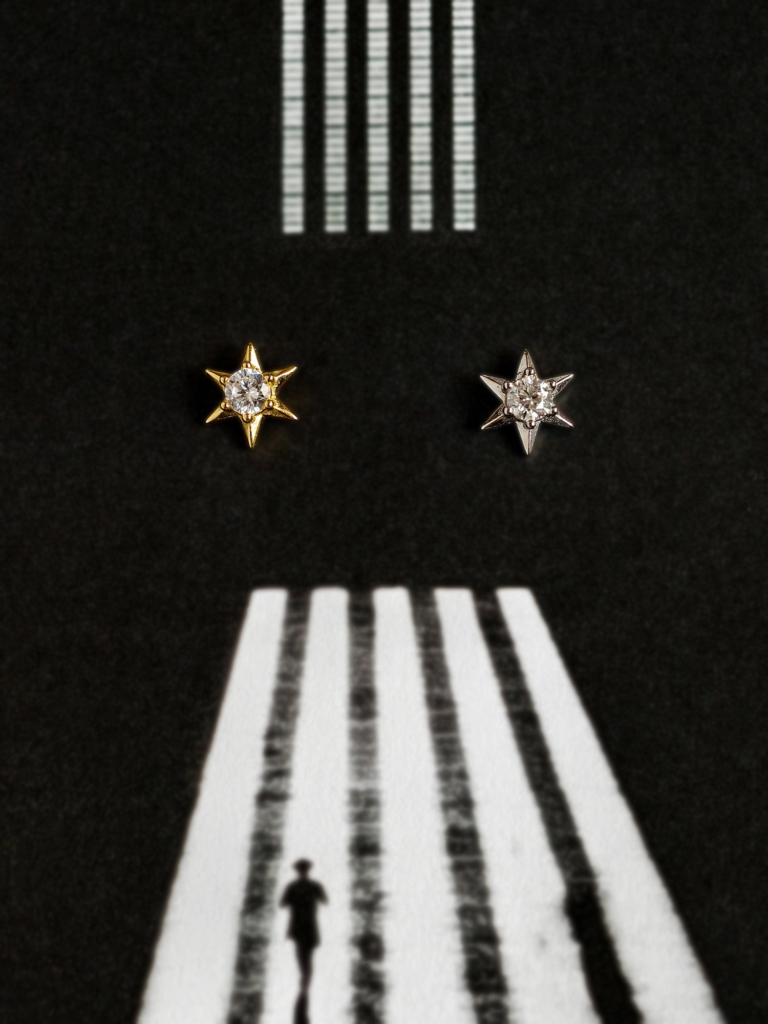 Gold-plated 925 sterling silver Polaris CZ Flatback Earring