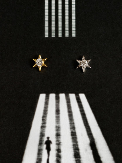 Gold-plated 925 sterling silver Polaris CZ Flatback Earring
