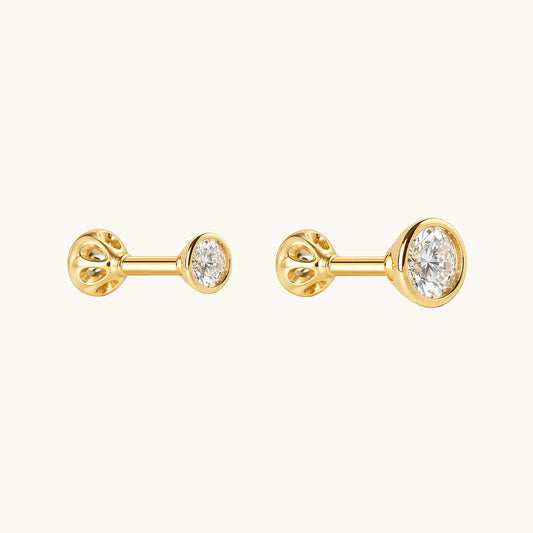 Gold-plated 925 sterling silver Twin Cone Moissanite Flatback Earring