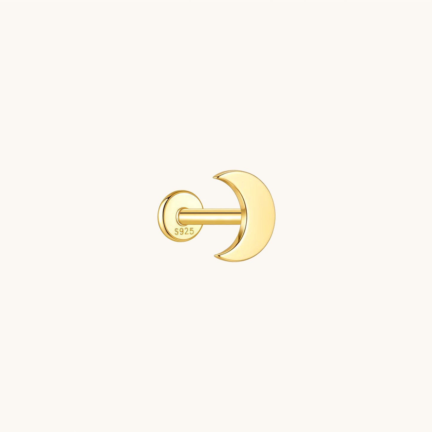 Gold-plated 925 sterling silver Moon Flatback Earring Gold