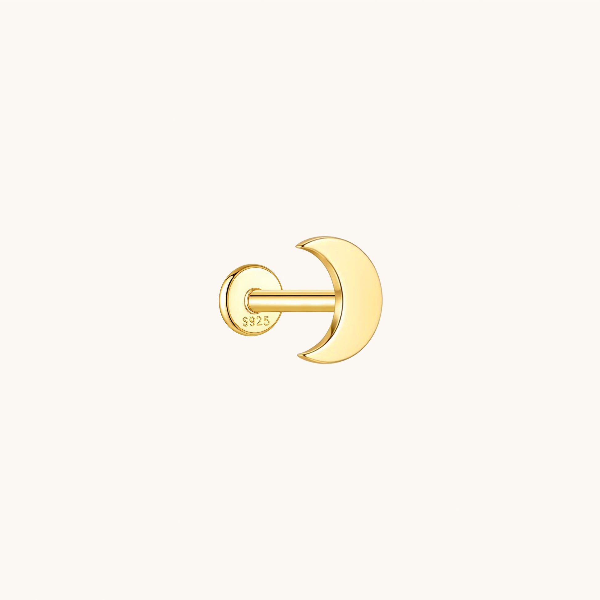 Gold-plated 925 sterling silver Moon Flatback Earring Gold