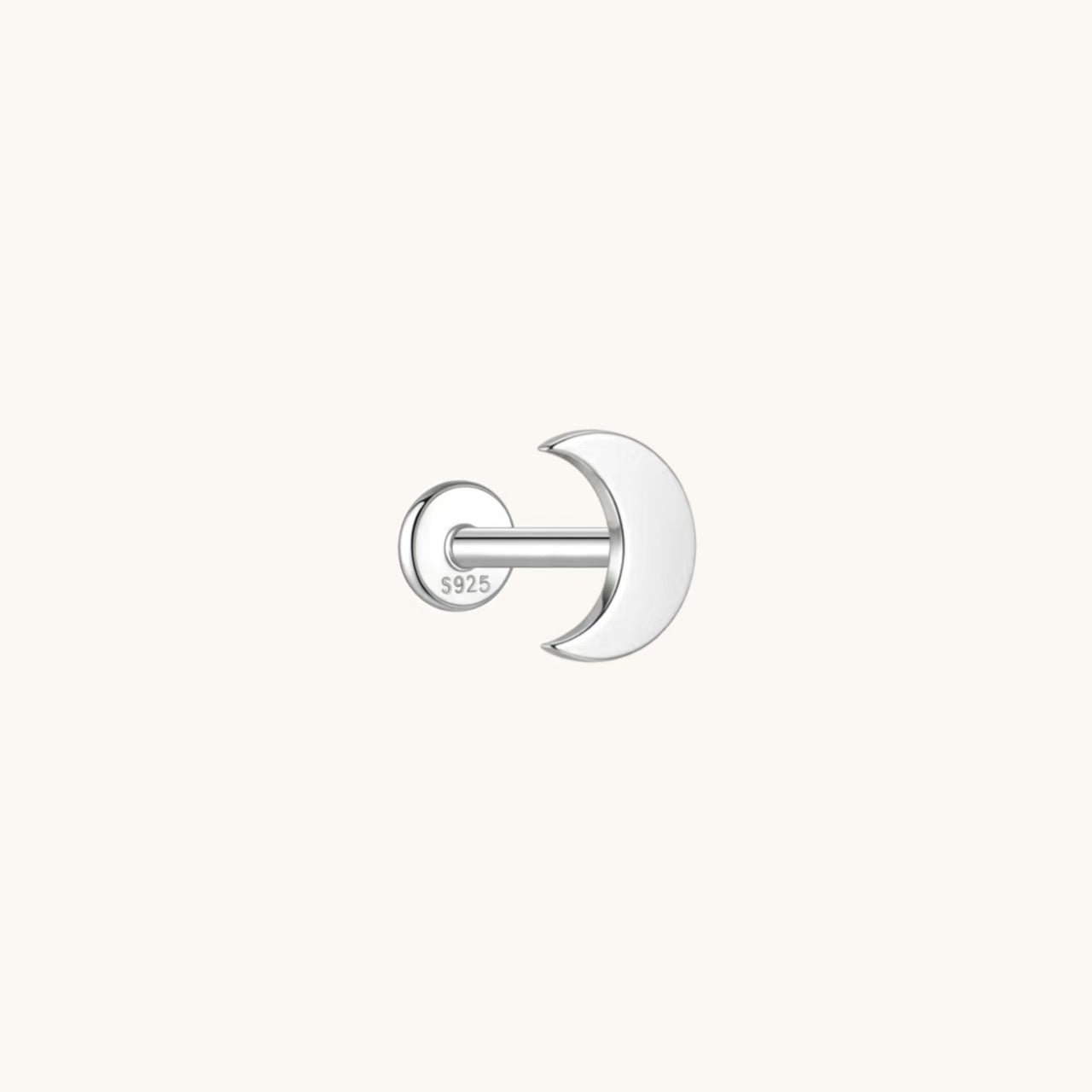 Gold-plated 925 sterling silver Moon Flatback Earring Silver