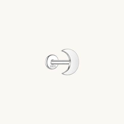 Gold-plated 925 sterling silver Moon Flatback Earring Silver