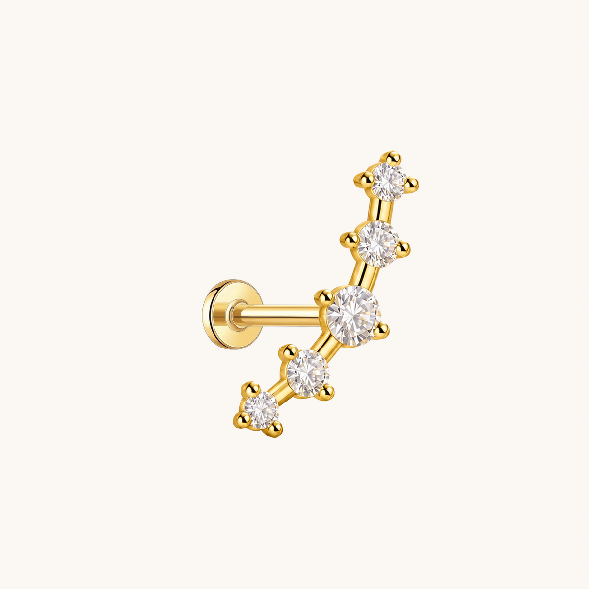 Gold-plated 925 sterling silver Star Cluster Flatback Earring Gold