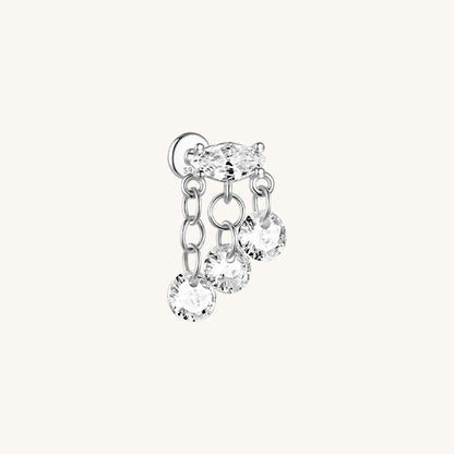 CZ Tassel Chain Flatback Earring