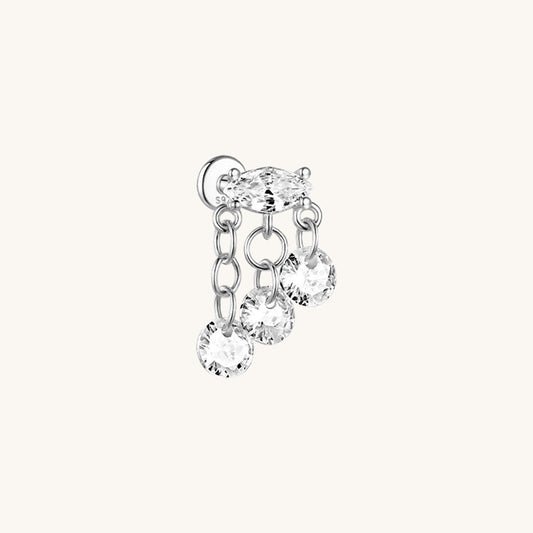 CZ Tassel Chain Flatback Earring