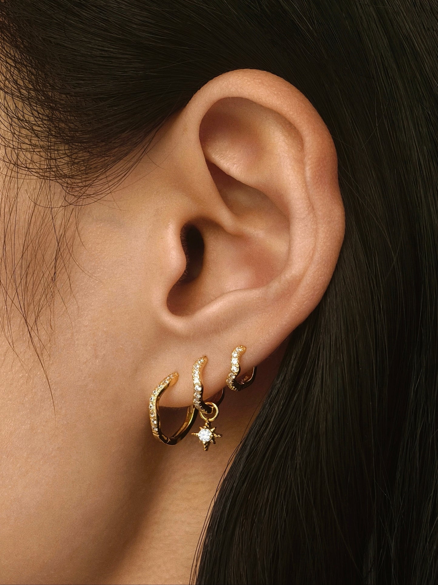 Ripple Pavé Clicker Hoops