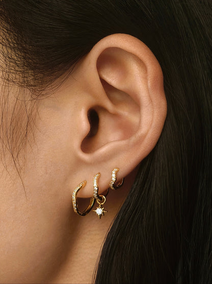 Ripple Pavé Clicker Hoops