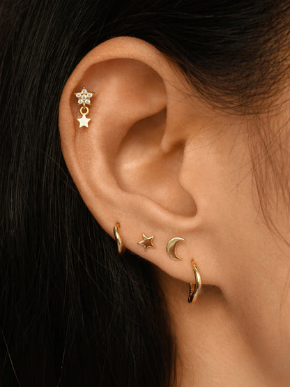Gold-plated 925 sterling silver Ripple Clicker Hoops