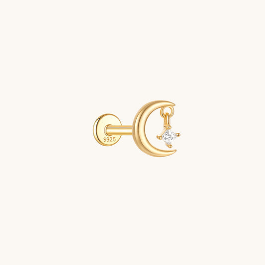 ムーンダングルスターフラットバックピアス