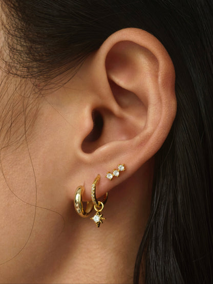Gold-plated 925 sterling silver Golden Starfall Pavé Hoops