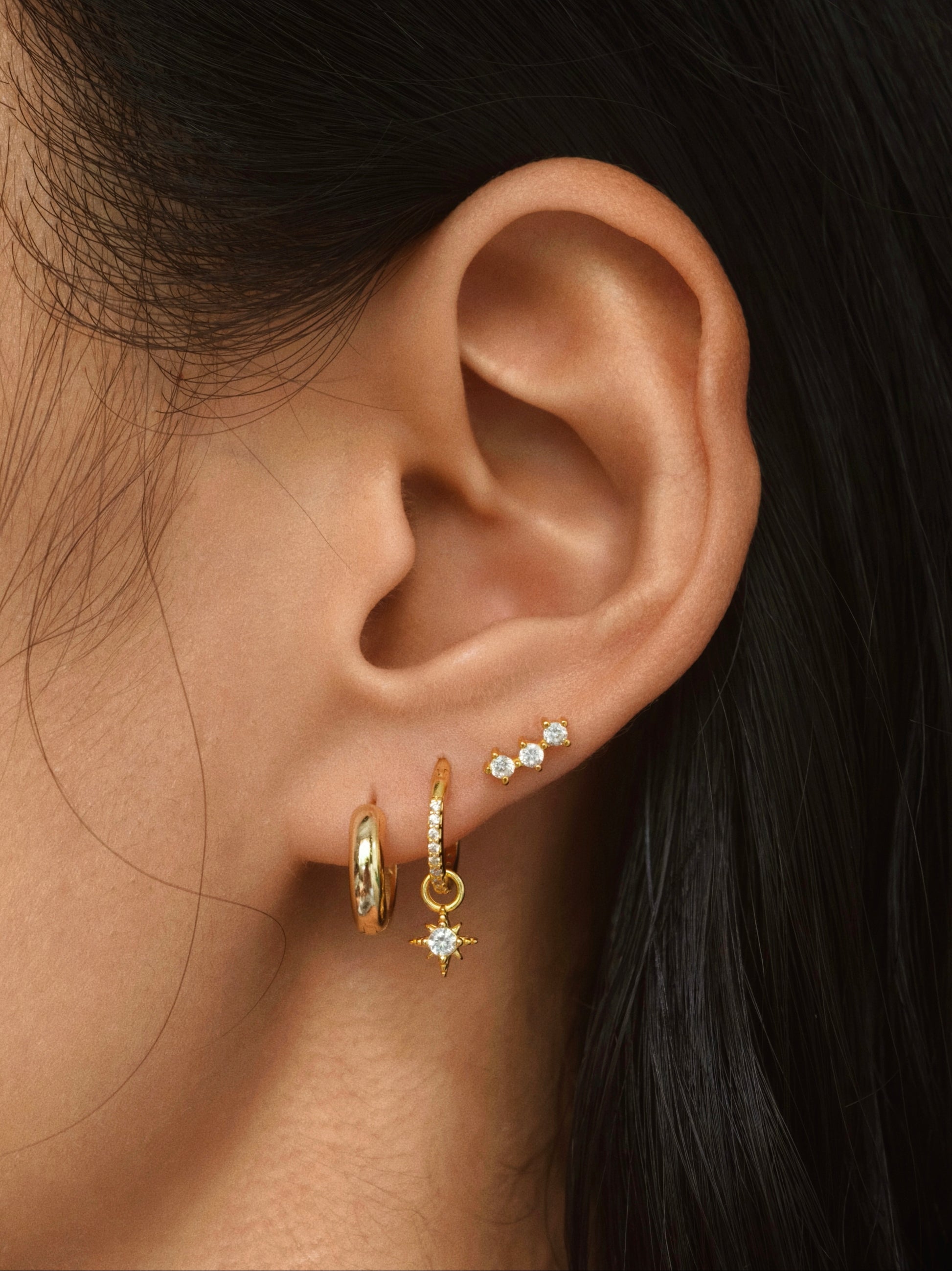 Gold-plated 925 sterling silver Golden Starfall Pavé Hoops