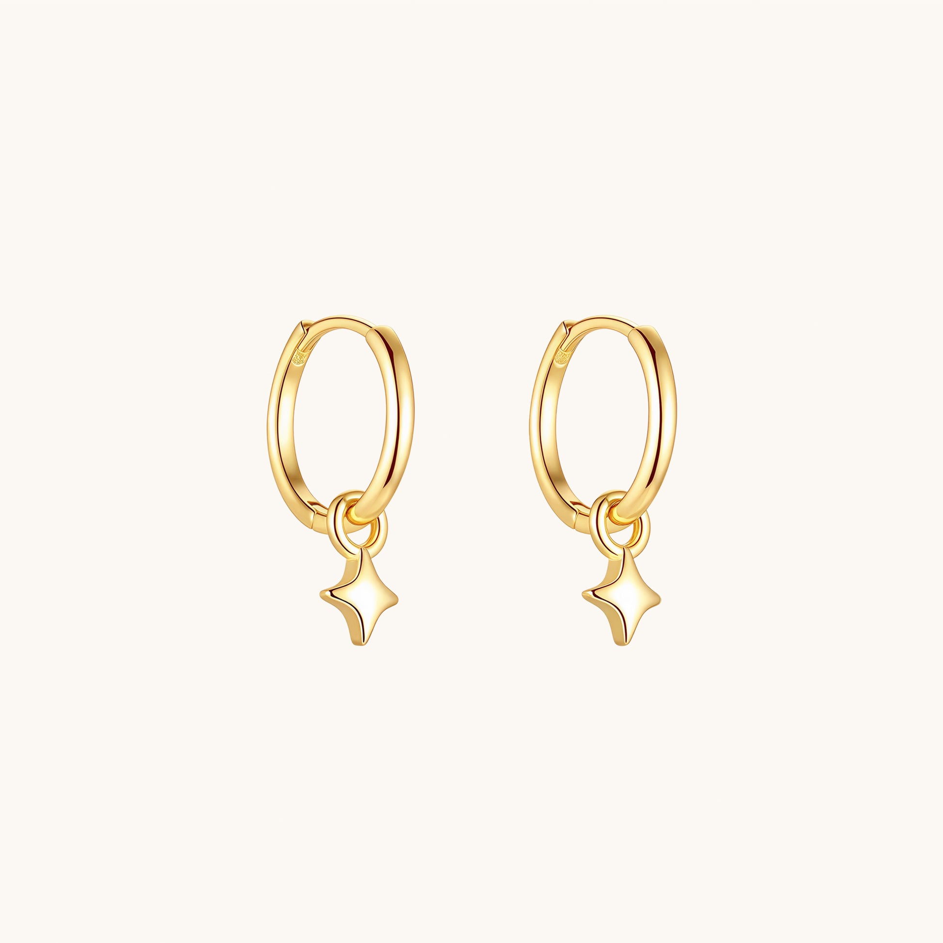 Gold-plated 925 sterling silver Starbeam Charm Hoop Earrings Gold