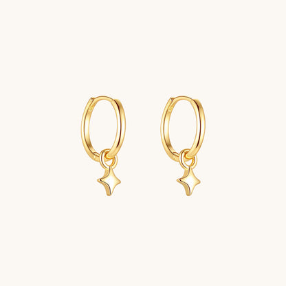Gold-plated 925 sterling silver Starbeam Charm Hoop Earrings Gold
